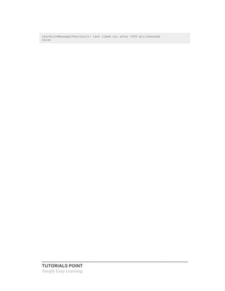 TUTORIALS POINT
Simply Easy Learning
testPrintMessage(TestJunit): test timed out after 1000 milliseconds
false
 