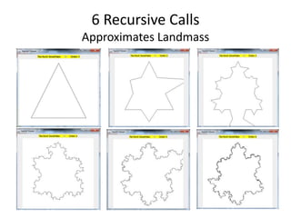 6 Recursive Calls
Approximates Landmass
 