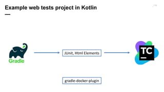 _117
Example web tests project in Kotlin
—
gradle-docker-plugin
JUnit,	Html	Elements
 
