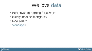 @bjschrijver@bjschrijver
We love data
• Keep system running for a while
• Nicely stocked MongoDB
• Now what?
• Visualise it!
 