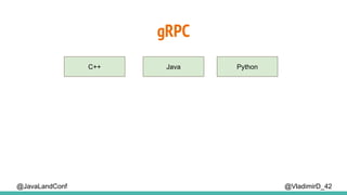 gRPC
@VladimirD_42
C++ Java Python
@JavaLandConf
 