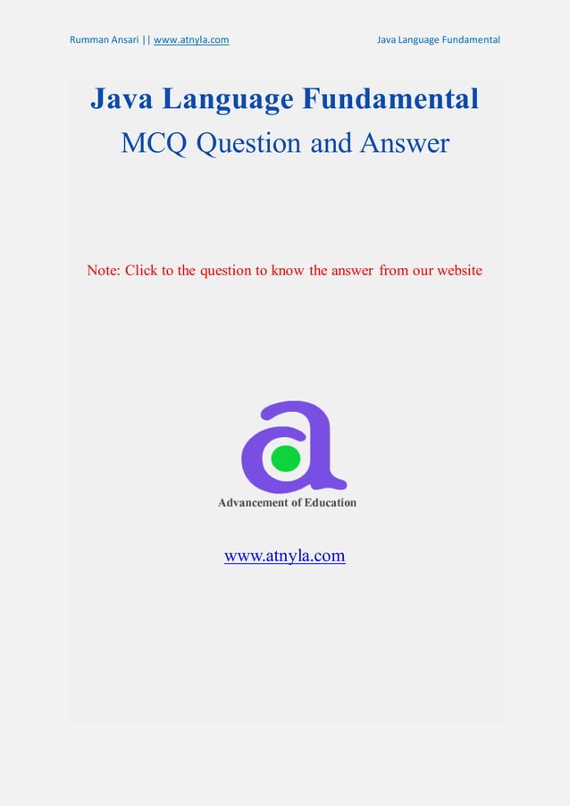 Java Questions and Answers PDF