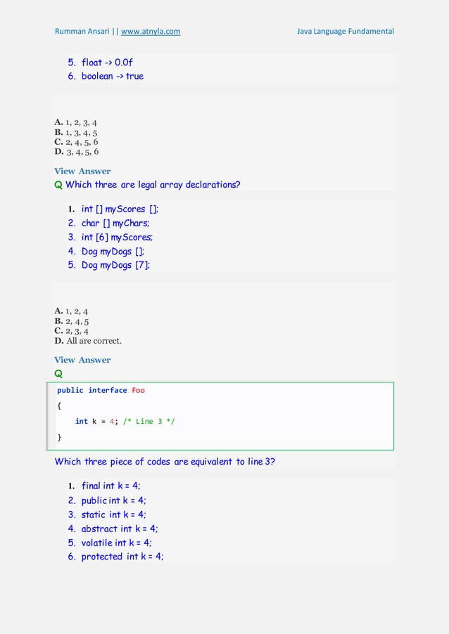 Java Questions and Answers | DOCX