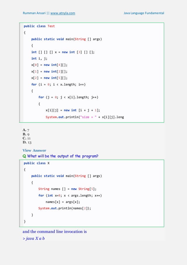 Java Questions and Answers | DOCX