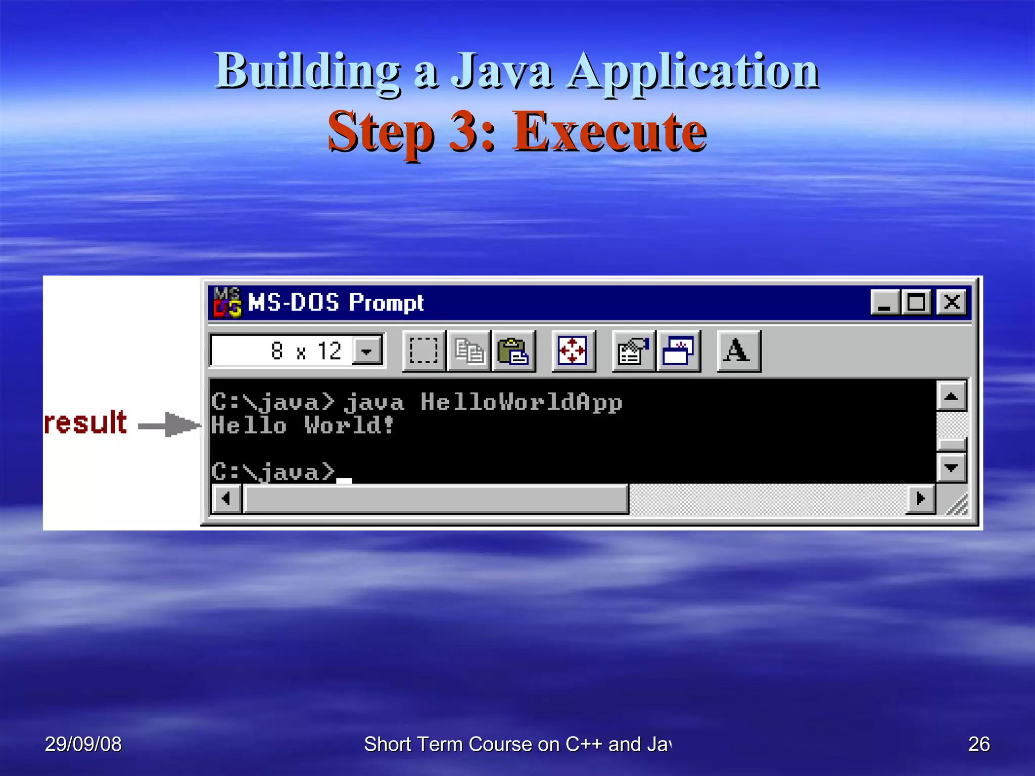 Building a Java Application Step 3: Execute 