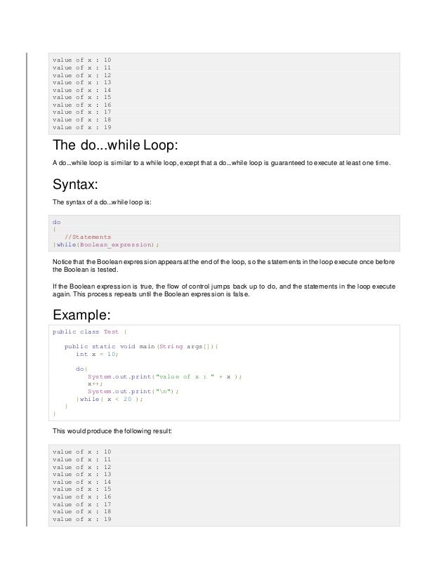 Java loops