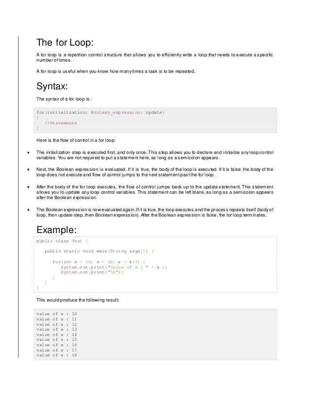 Java loops