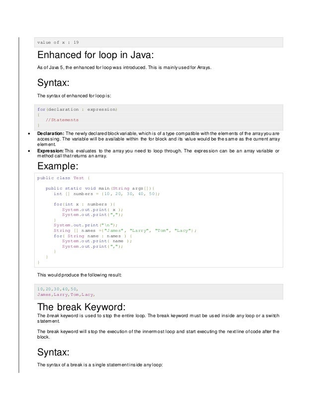Java loops
