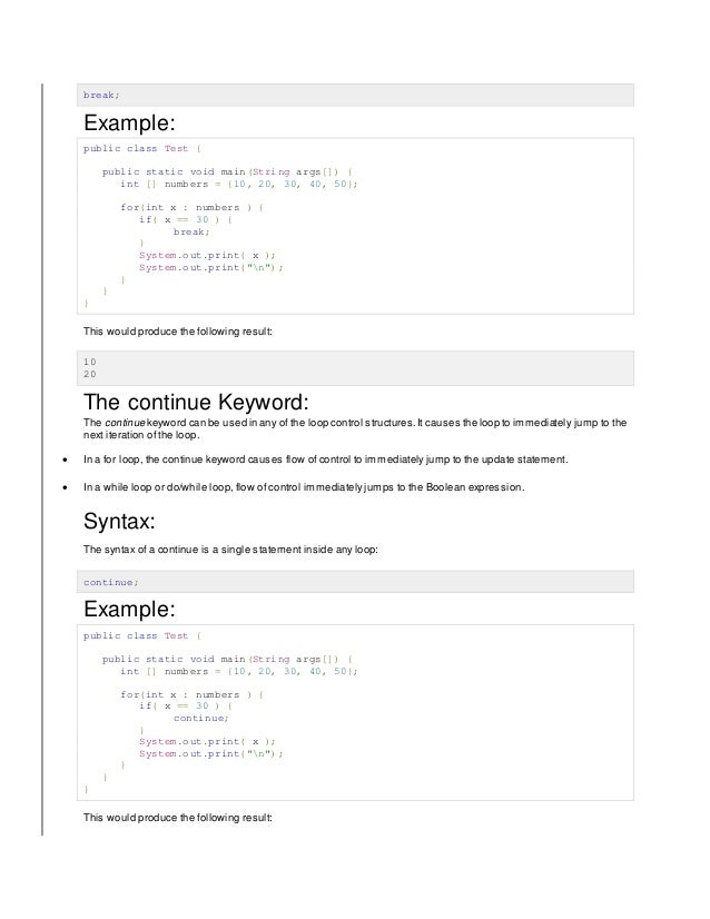 Java loops