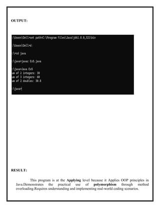 JAVA MANUAL basic concept using this program | PDF