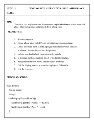 JAVA MANUAL basic concept using this program | PDF