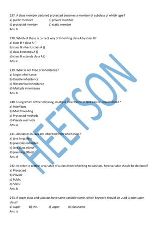 Java MCQ Important Questions and Answers | PDF