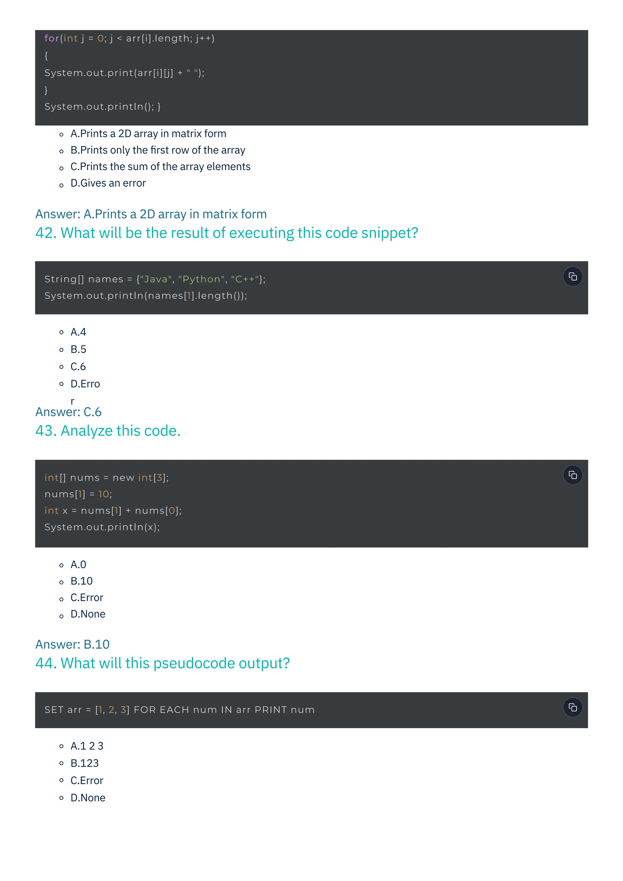 Java MCQ Questions and Answers PDF By ScholarHat | PDF