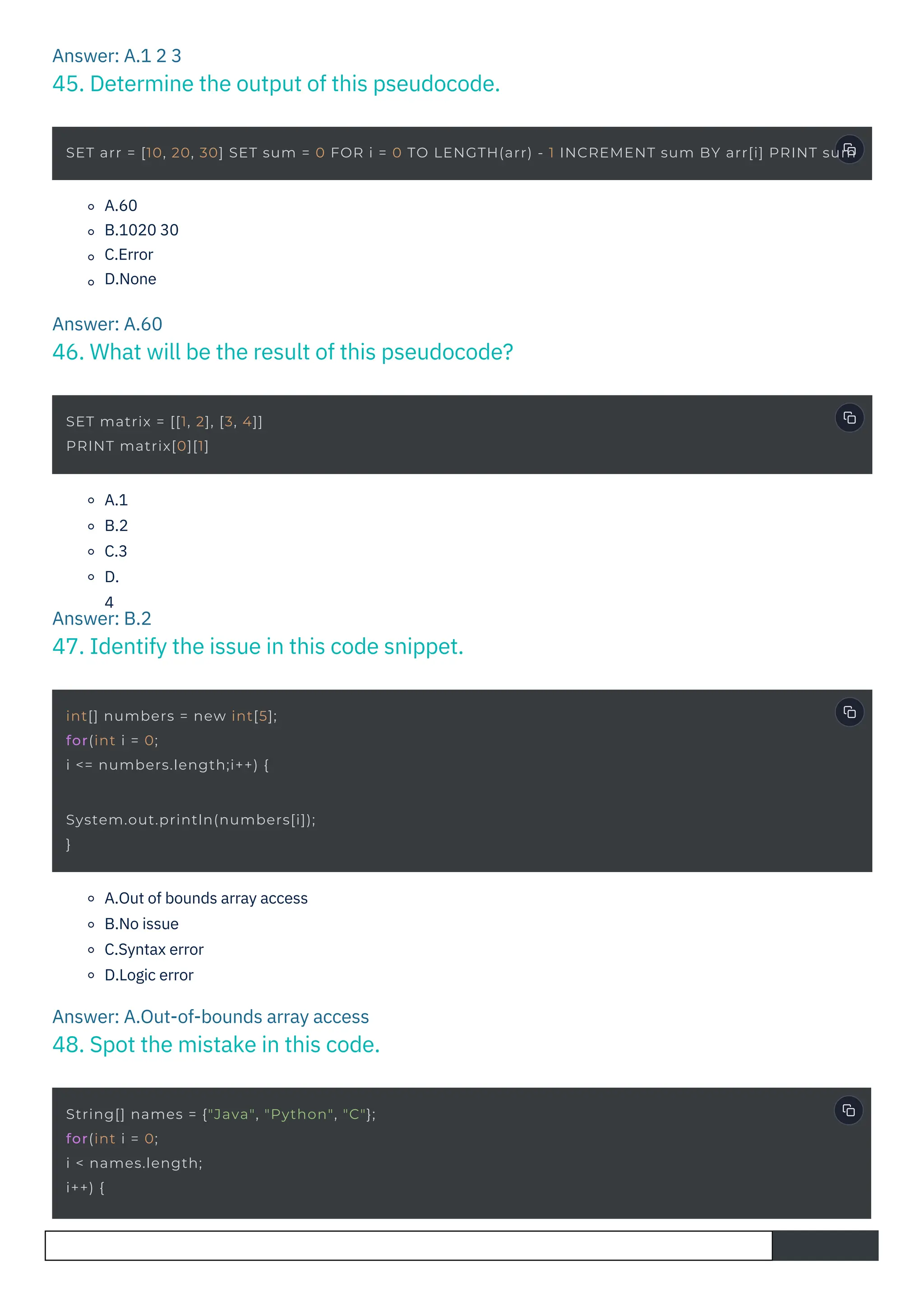 Java MCQ Questions and Answers PDF By ScholarHat | PDF