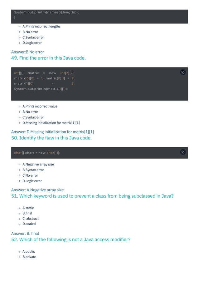 Java MCQ Questions and Answers PDF By ScholarHat | PDF