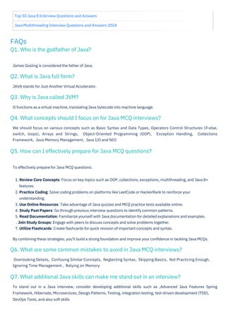 Java MCQ Questions and Answers PDF By ScholarHat | PDF
