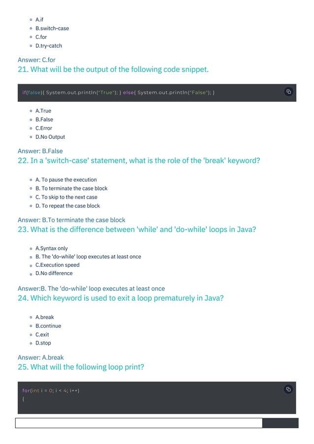 Java MCQ Questions and Answers PDF By ScholarHat | PDF