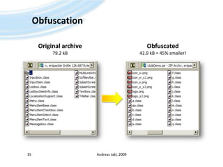 ObfuscationAndreas Jakl, 200935Original archive79.2 kBObfuscated42.9 kB = 45% smaller!
