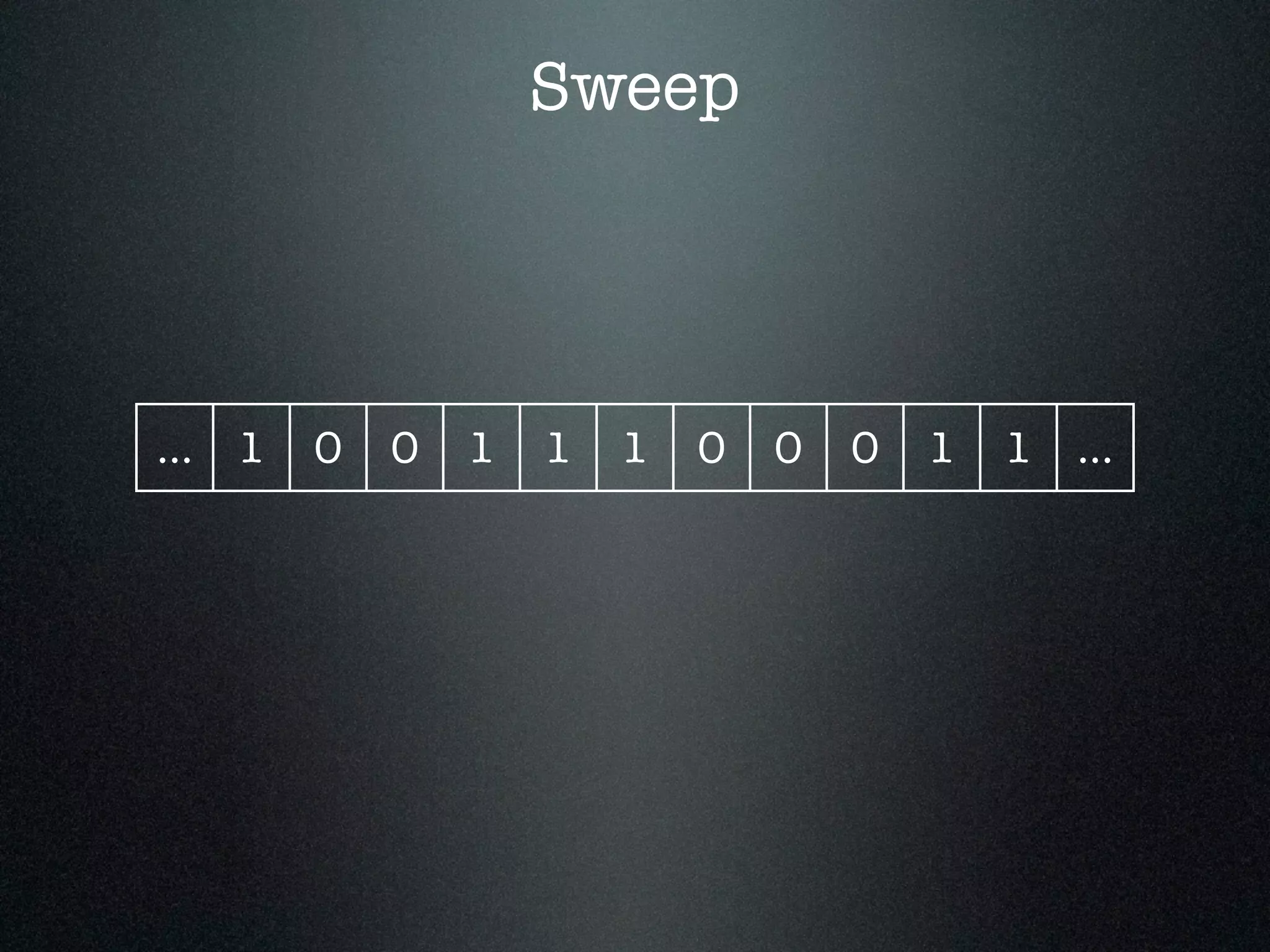 Sweep ... 1 0 0 1 1 1 0 0 0 1 1 ... 