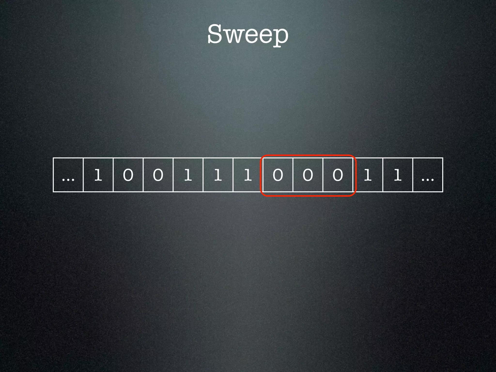 Sweep ... 1 0 0 1 1 1 0 0 0 1 1 ... 