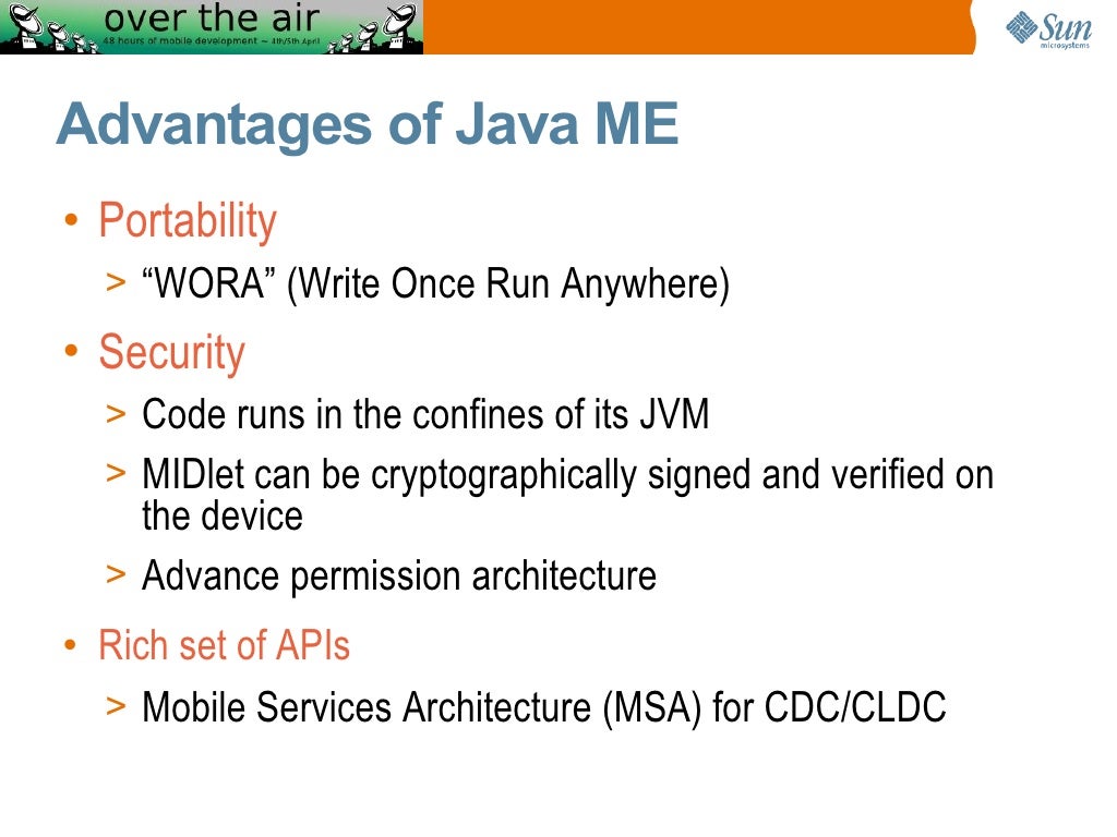 Advantages of Java ME Portability