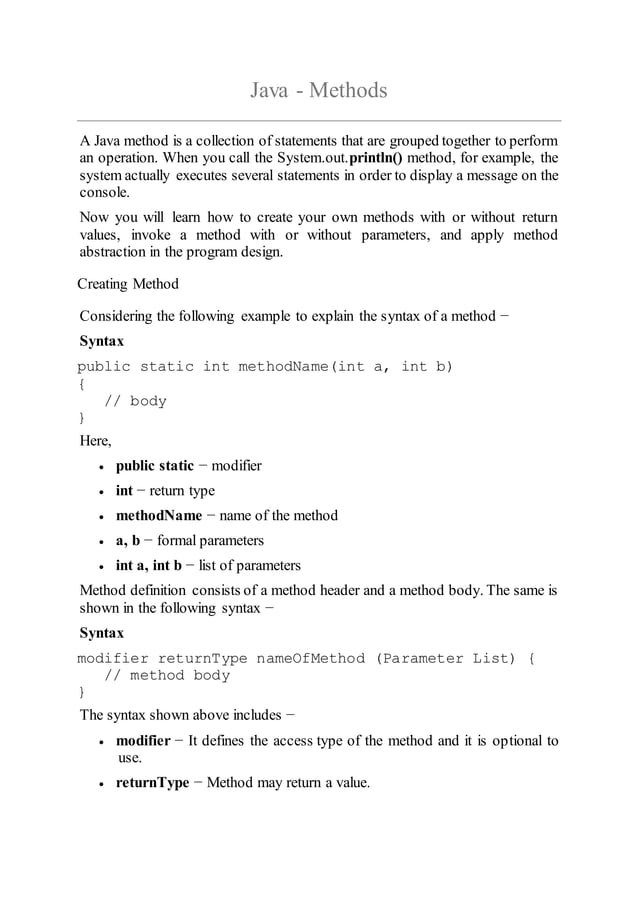 Methods in Java | PDF