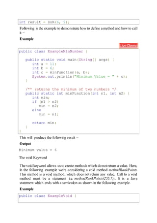 Methods in Java | DOCX | Programming Languages | Computing