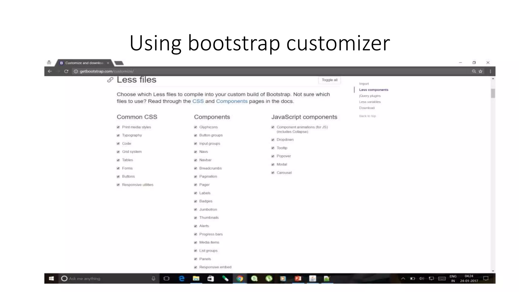 Using bootstrap customizer
 