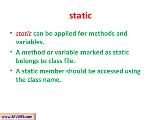 Java non access modifiers | PPT