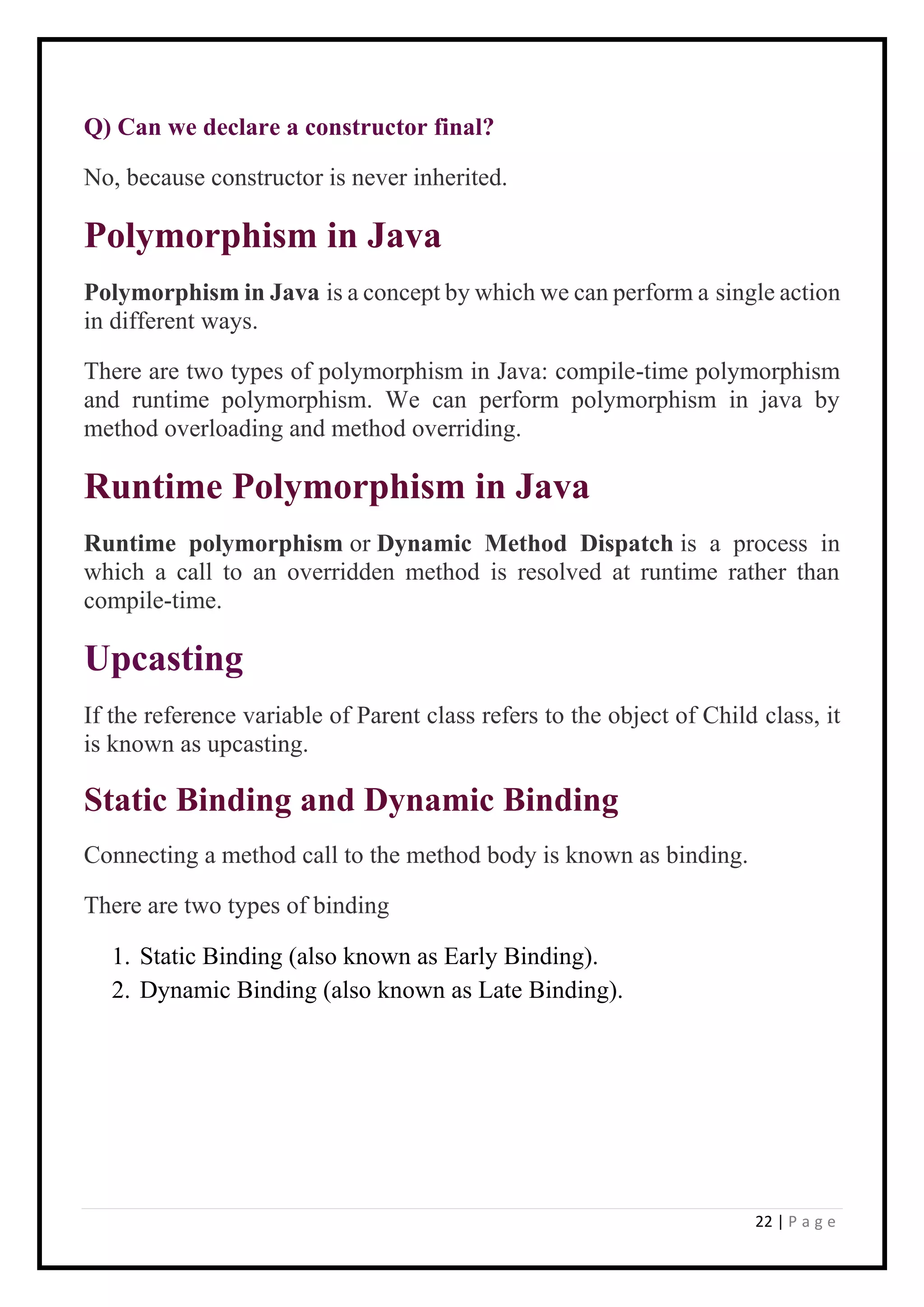 java notes.pdf | Programming Languages | Computing