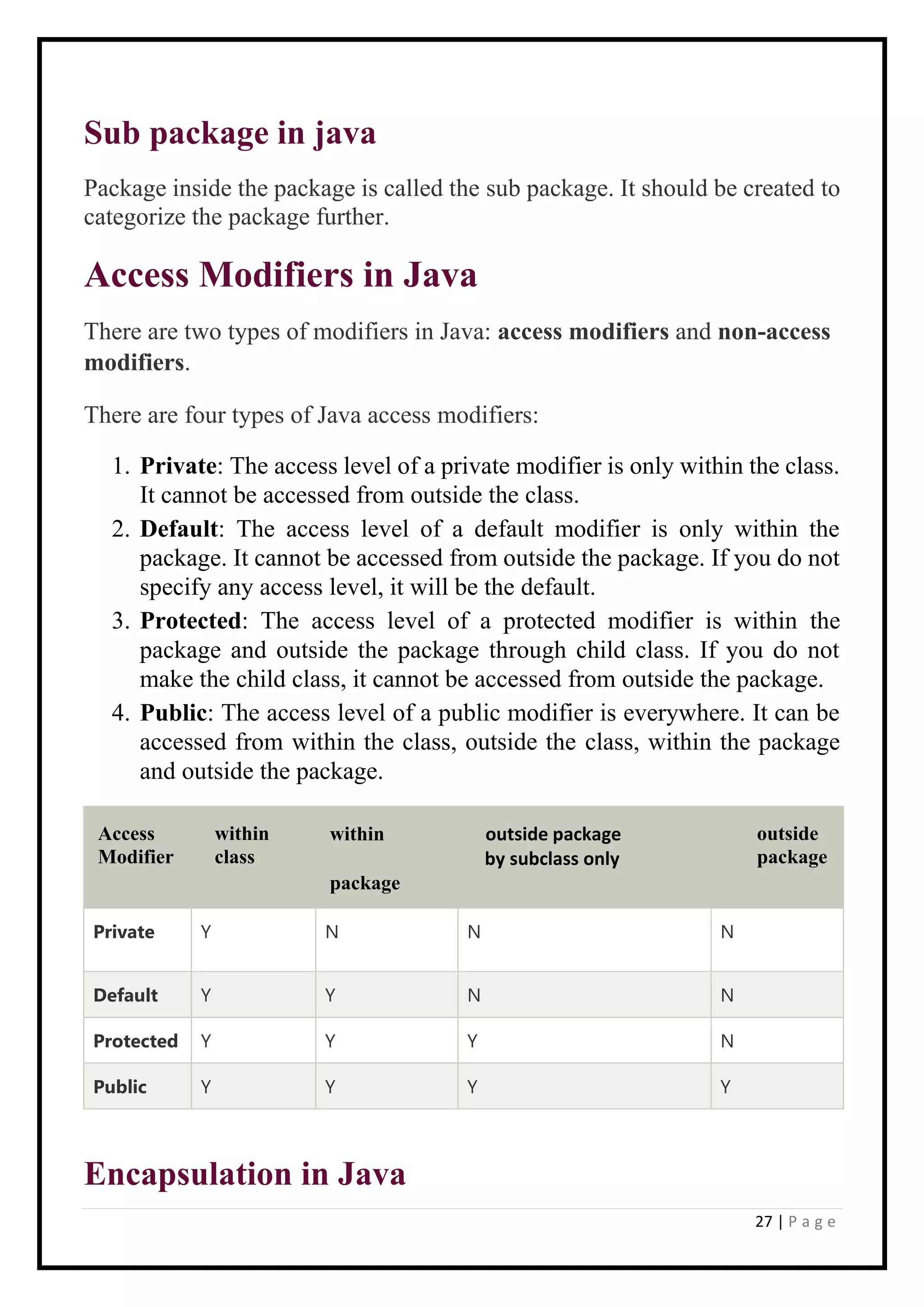 java notes.pdf | Programming Languages | Computing