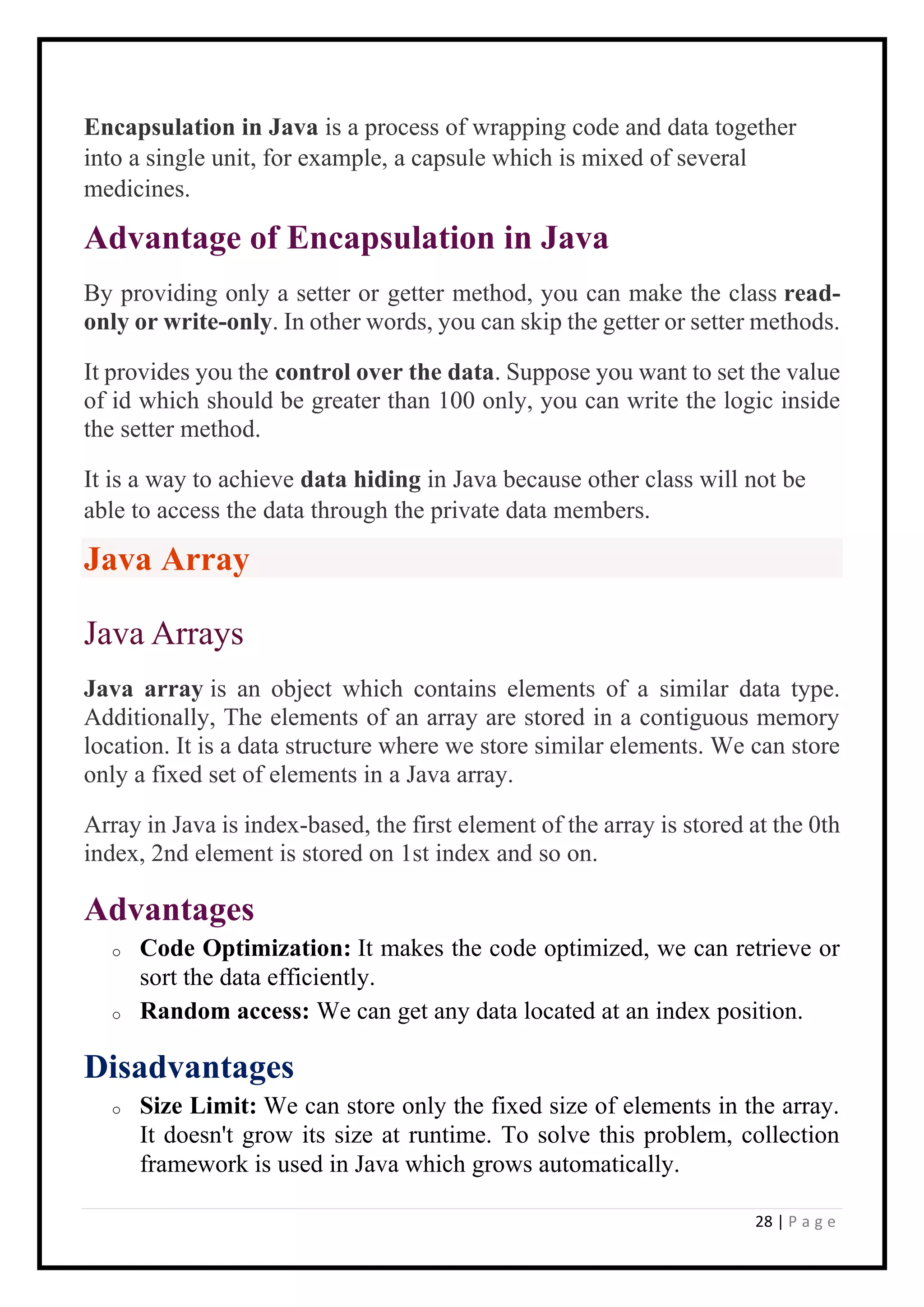 java notes.pdf | Programming Languages | Computing