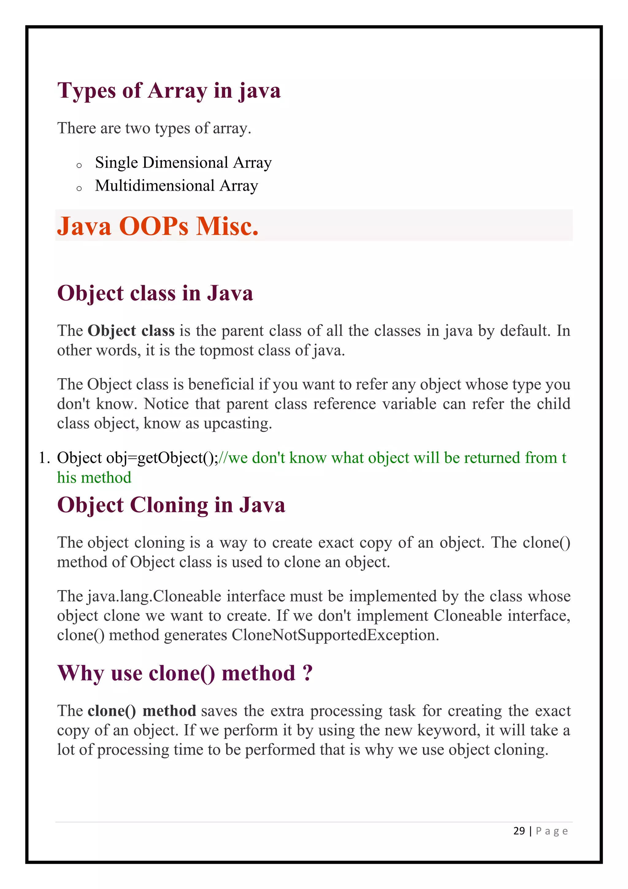 java notes.pdf | Programming Languages | Computing