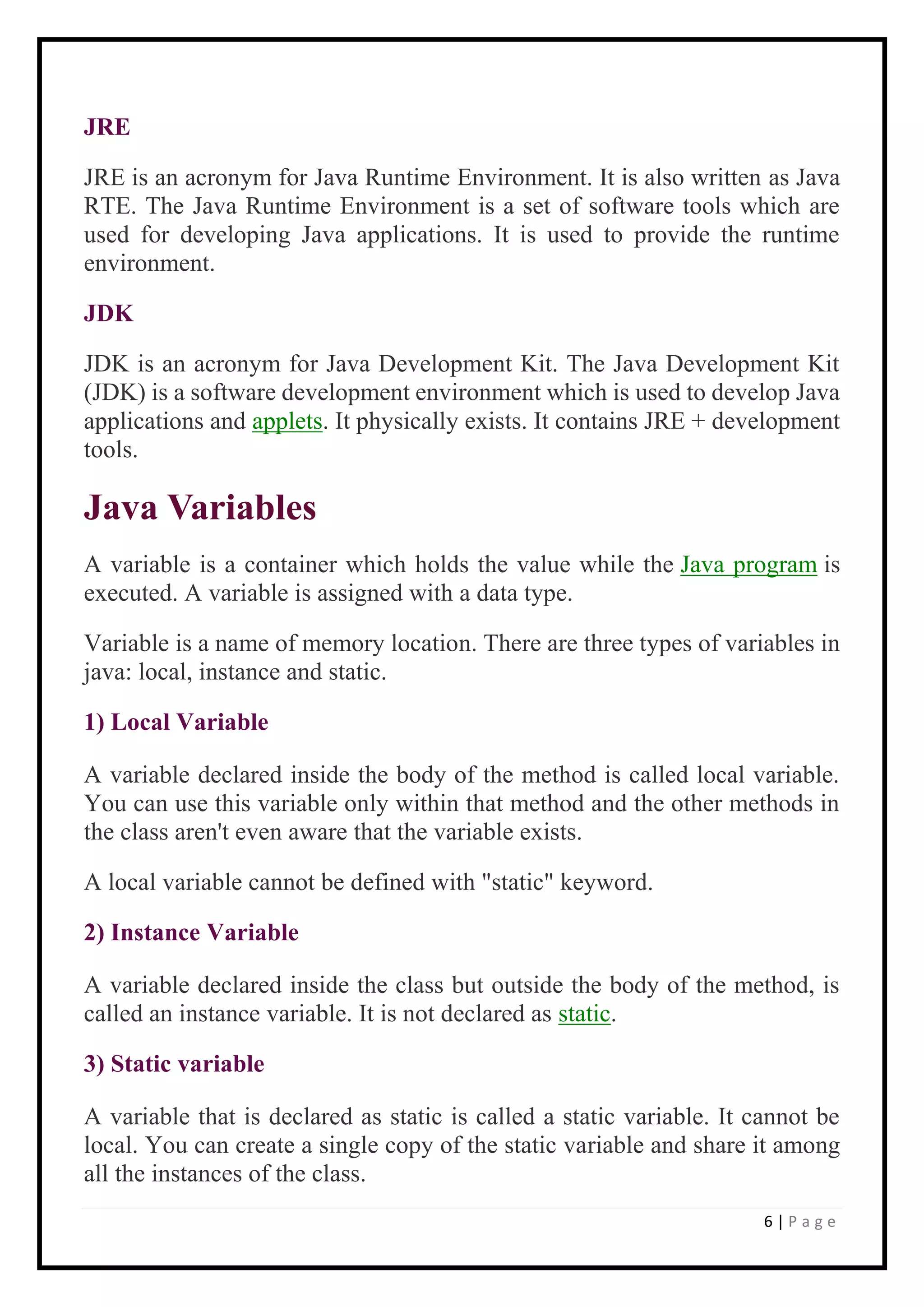 java notes.pdf | Programming Languages | Computing