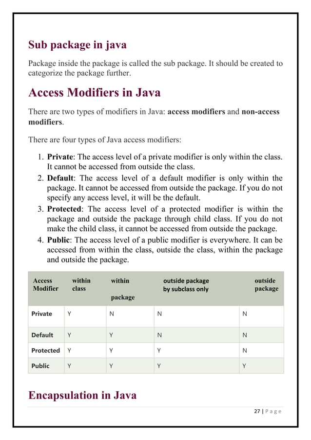 java notes.pdf | Programming Languages | Computing