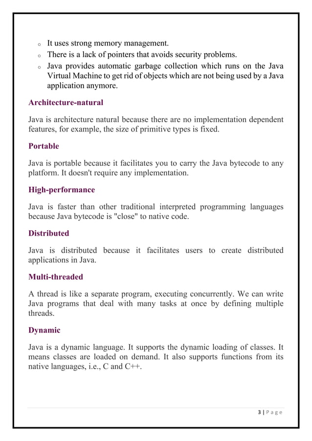Java Notes pdf Programming Languages Computing