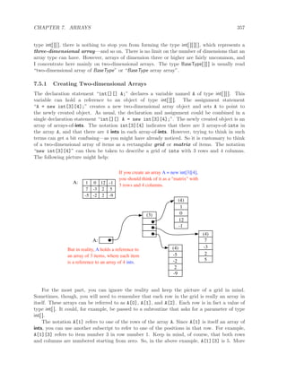 CHAPTER 7. ARRAYS 357
type int[ ][ ], there is nothing to