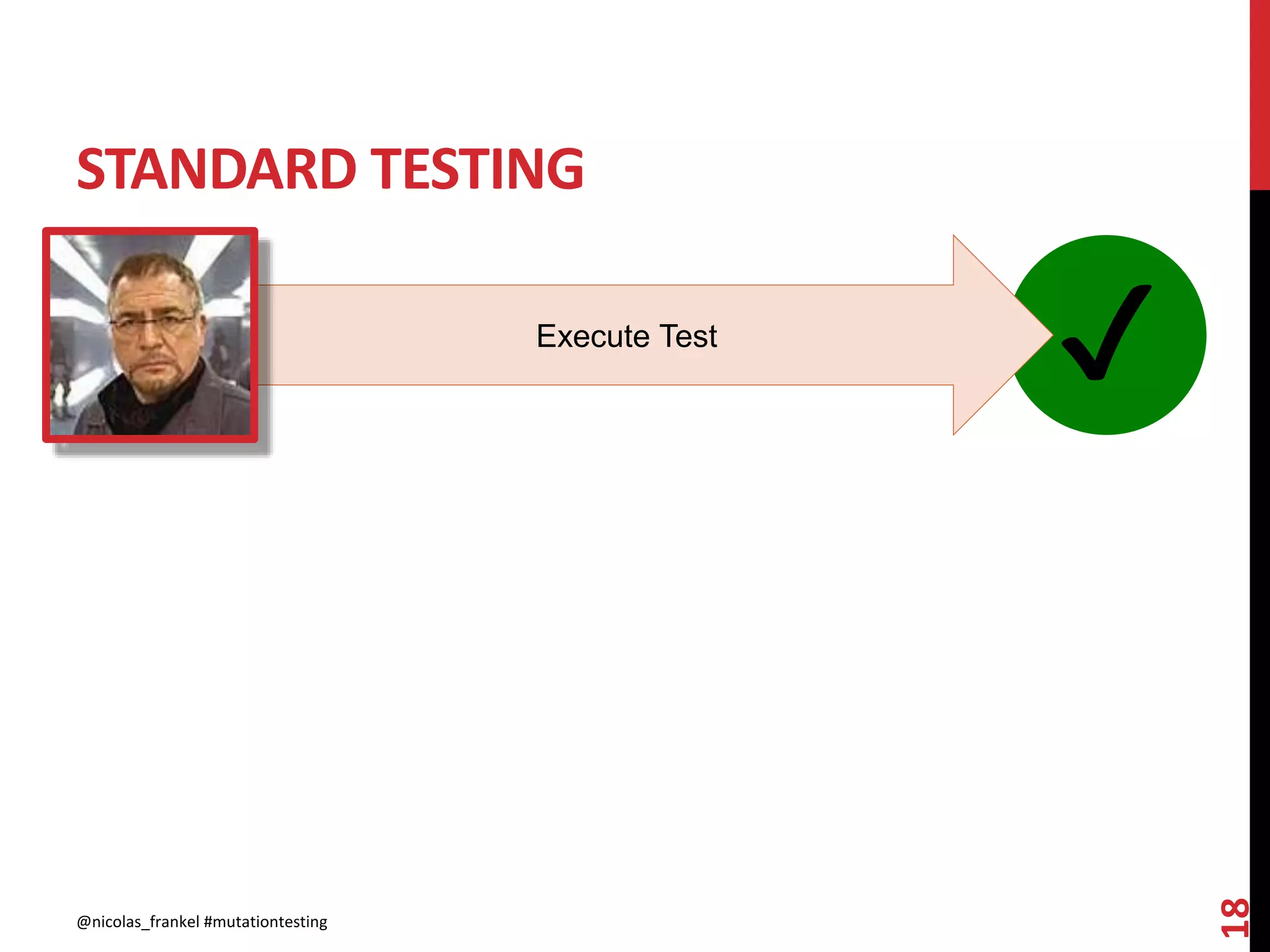 STANDARD TESTING
@nicolas_frankel #mutationtesting
18
✔Execute Test
 