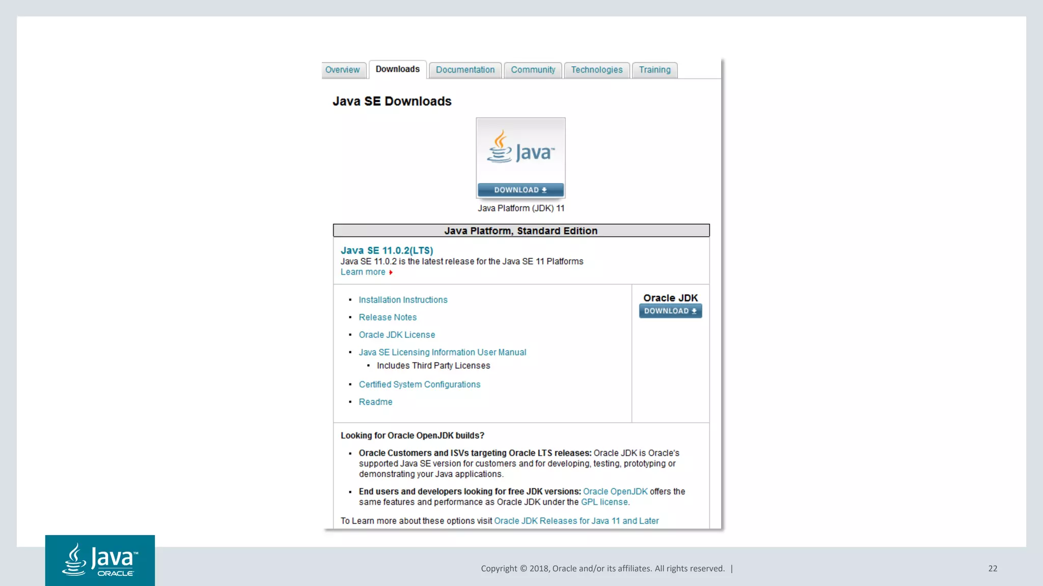 Copyright © 2018, Oracle and/or its affiliates. All rights reserved. | 22
 
