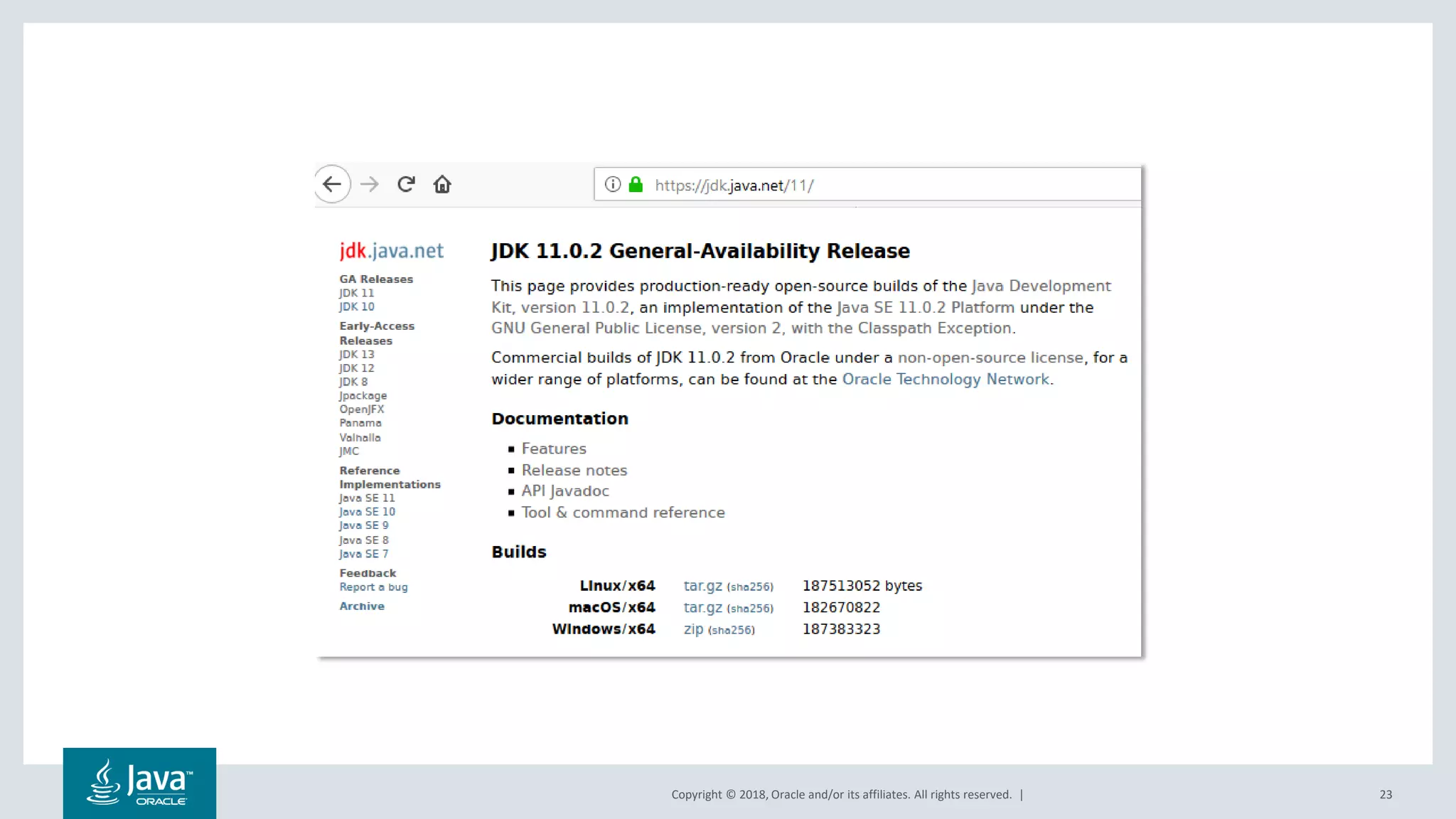 Copyright © 2018, Oracle and/or its affiliates. All rights reserved. | 23
 