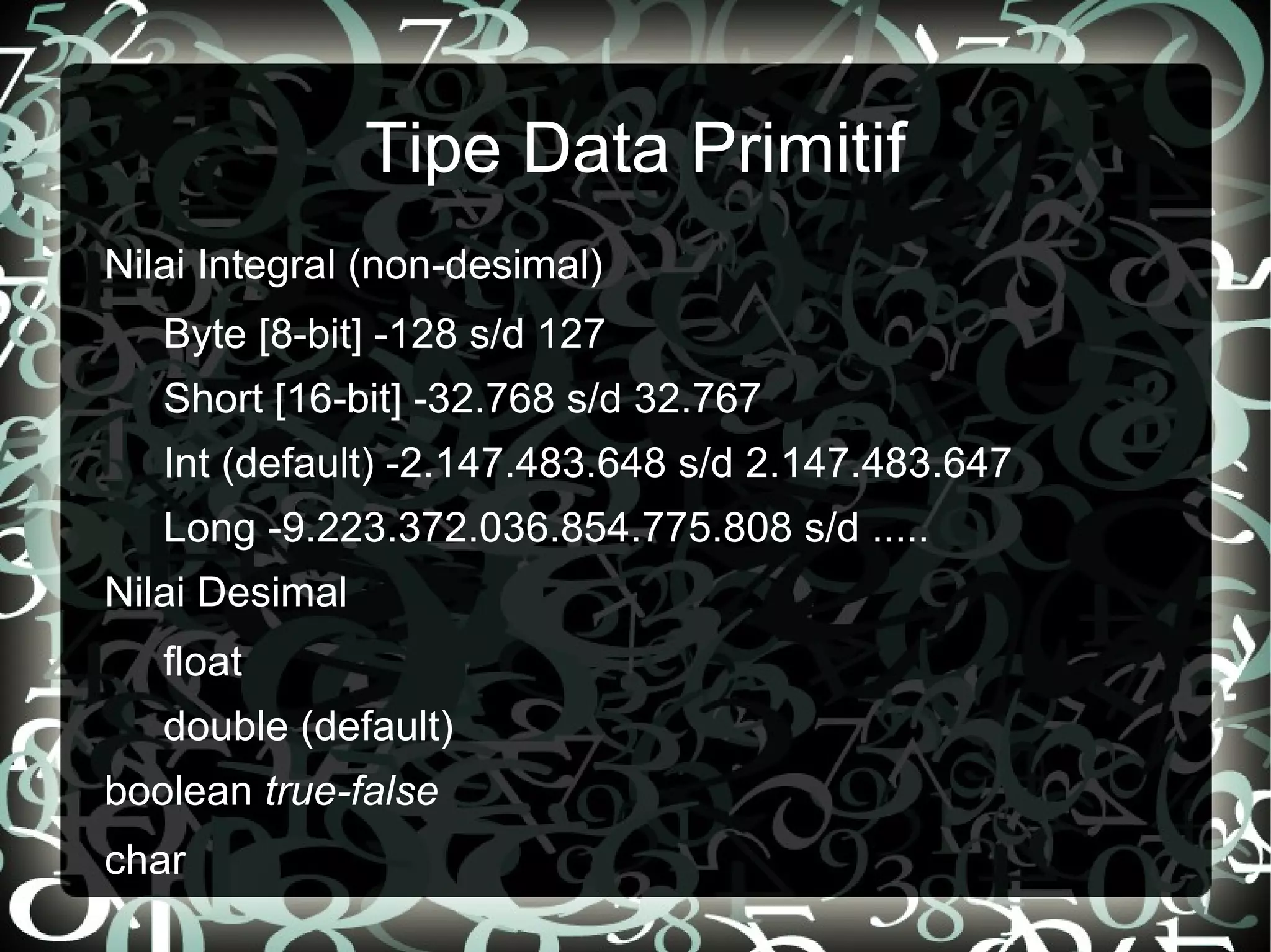 Pelatihan Java - Number & String | PPT