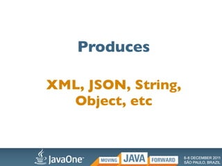 Produces

XML, JSON, String,
  Object, etc
 
