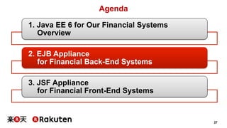 27 
Agenda 
1. Java EE 6 for Our Financial Systems 
Overview 
2. EJB Appliance 
for Financial Back-End Systems 
3. JSF App...