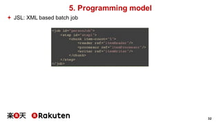 32
5. Programming model
ª JSL: XML based batch job
 