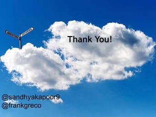 Thank You!
@sandhyakapoor9
@frankgreco
 