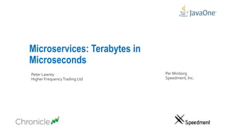 Microservices: Terabytes in
Microseconds
Peter Lawrey
Higher FrequencyTrading Ltd
Per Minborg
Speedment, Inc.
 