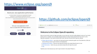 https://www.eclipse.org/openj9
29
https://github.com/eclipse/openj9
 