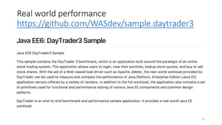 Real	world	performance
https://github.com/WASdev/sample.daytrader3
41
 