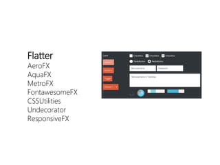 Flatter 
AeroFX 
AquaFX 
MetroFX 
FontawesomeFX 
CSSUtilities 
Undecorator 
ResponsiveFX  