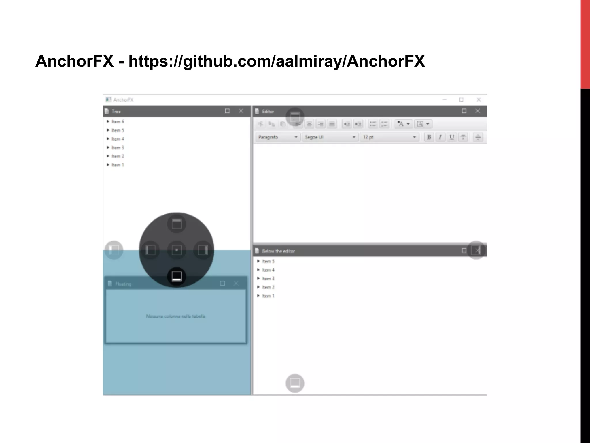 AnchorFX - https://github.com/aalmiray/AnchorFX
 